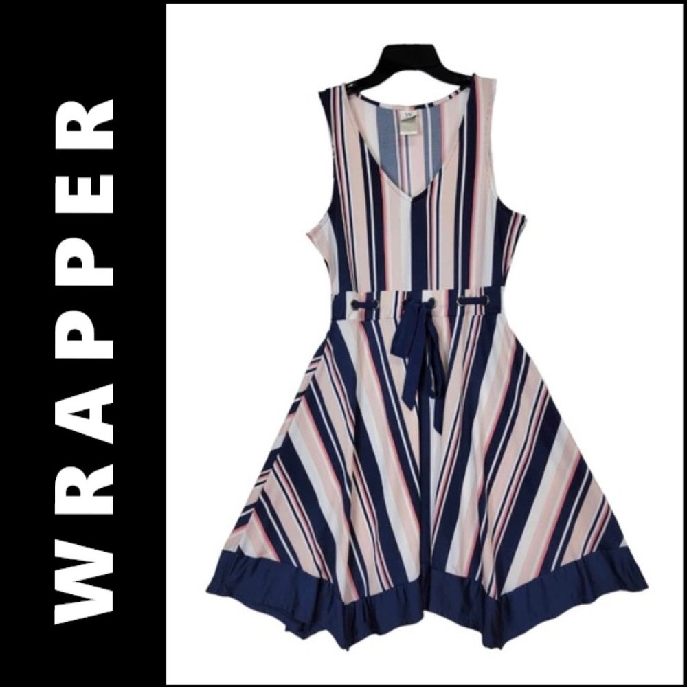 Wrapper Dress Size Medium Women Fit & Flare Tunic Stripe Print